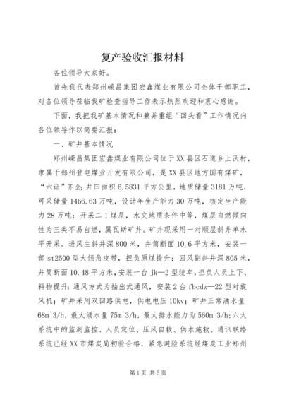 复产验收汇报材料精编.docx