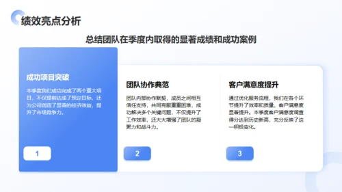 公司团队季度绩效回顾与优化建议通用PPT蓝色模板