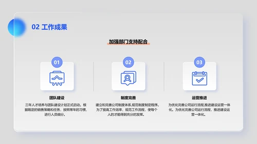 蓝白毛玻璃工作总结汇报PPT模板