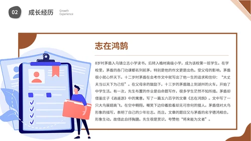 茅盾文学小说作家名人人物介绍PPT模板