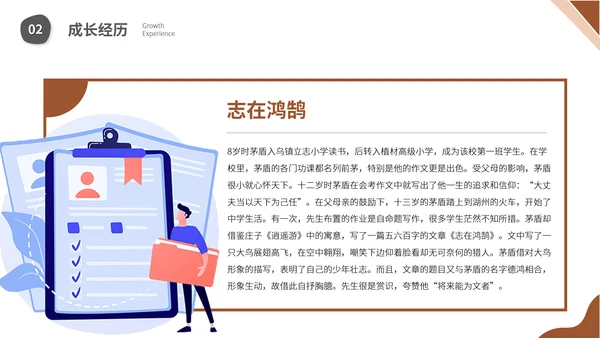 茅盾文学小说作家名人人物介绍PPT模板
