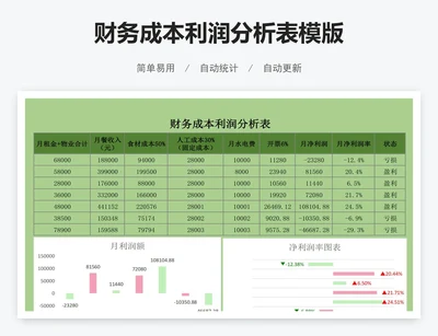 财务成本利润分析表模版