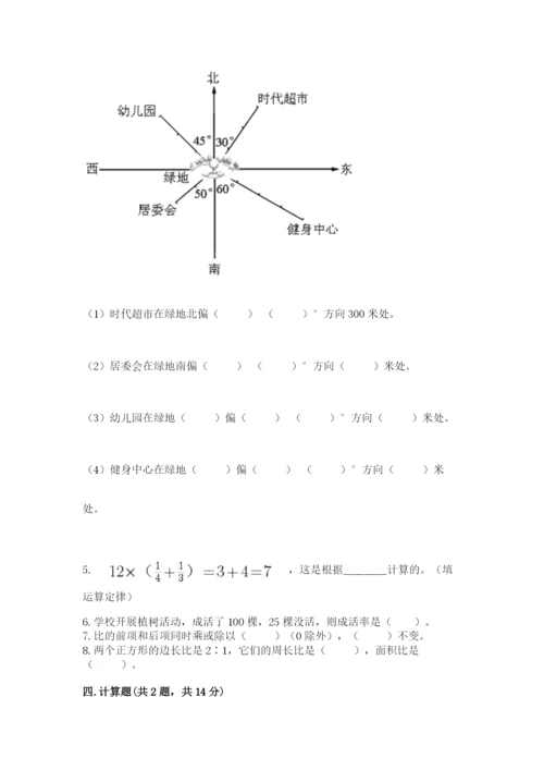 小学数学六年级上册期末测试卷【精练】.docx