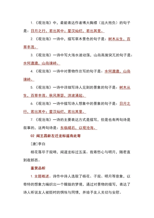 部编版七年级上册古诗词必记考点.docx