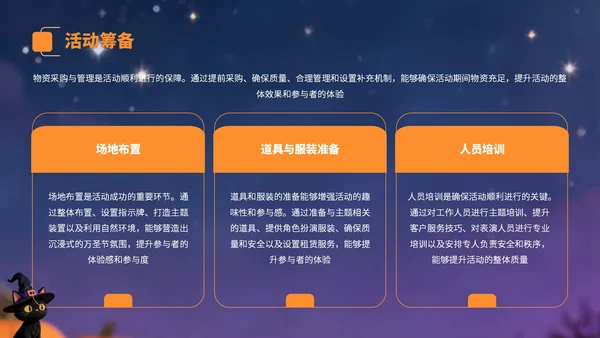 黄紫色卡通风万圣节营销方案PPT