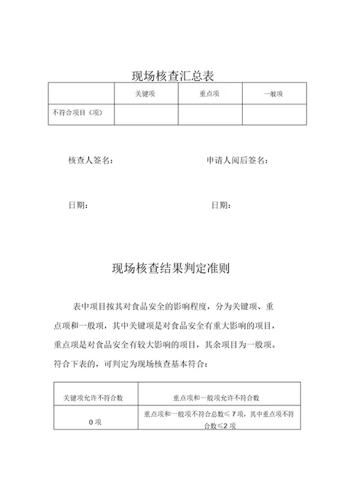 陕西省小餐饮许可现场核查表