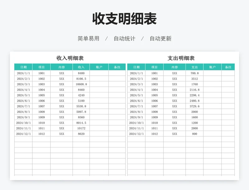 收支明细表