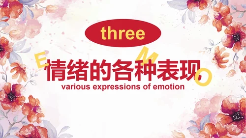 卡通水彩花卉情绪管理主题教育PPT模板