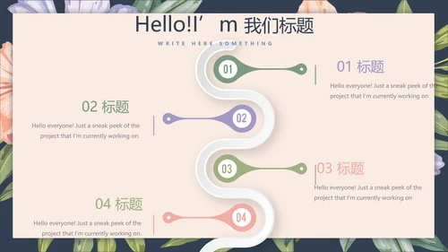 文艺小清新微立体述职报告通用PPT动态模板封面含PS