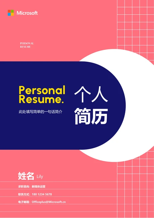 粉色极简通用个人简历