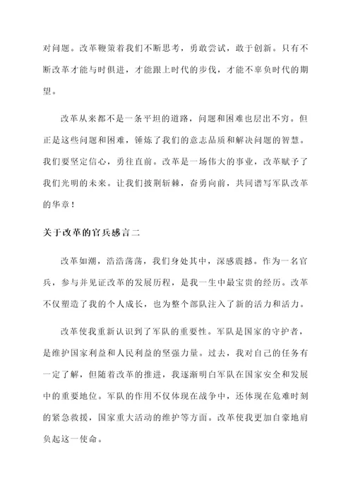 关于改革的官兵感言