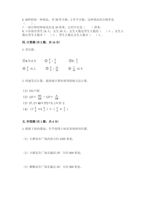 小学六年级上册数学期末测试卷附答案（综合卷）.docx