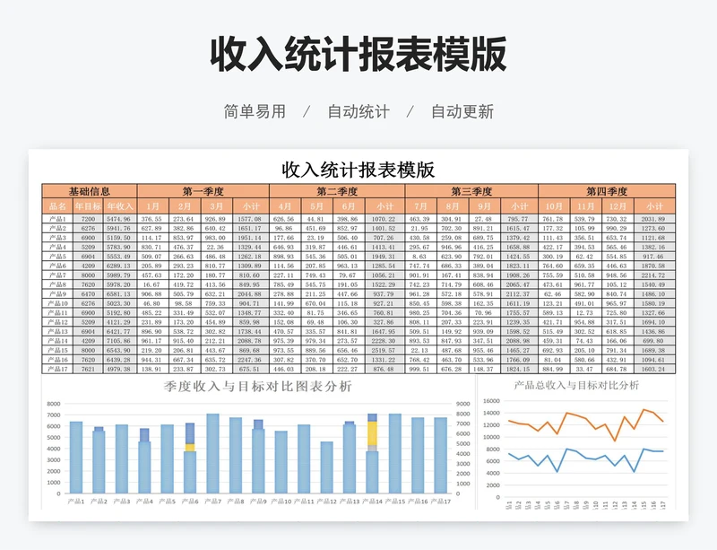 收入统计报表模版