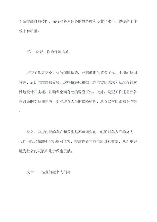巡查问题个人剖析材料