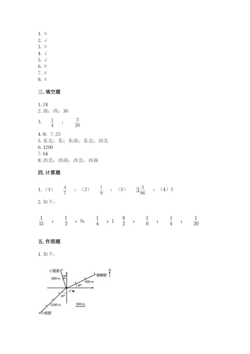 人教版六年级上册数学期中测试卷带答案（实用）.docx