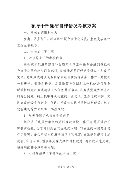 领导干部廉洁自律情况考核方案.docx