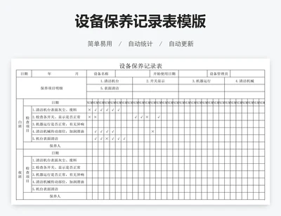 设备保养记录表模版