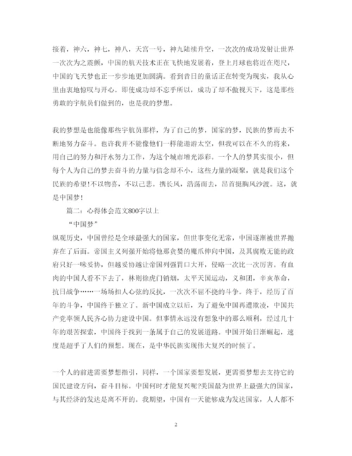 精编心得体会范文800字以上中国梦.docx