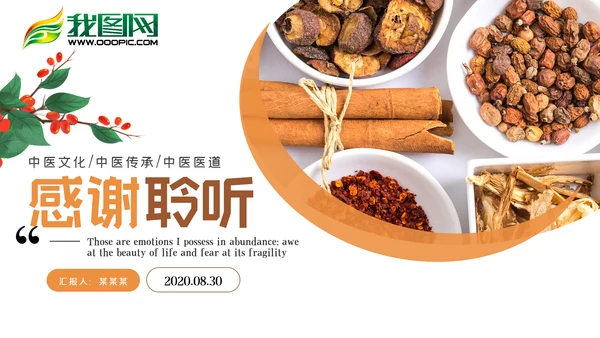 简约中国传统中医中药文化汇报PPT模板