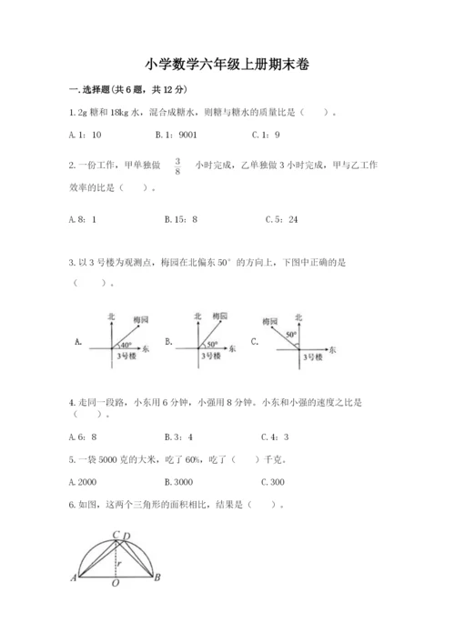 小学数学六年级上册期末卷精品（各地真题）.docx