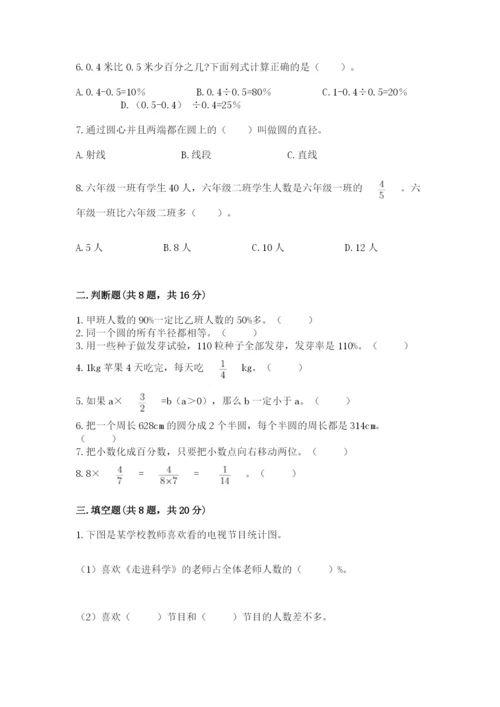 2022人教版六年级上册数学期末卷带答案（巩固）.docx