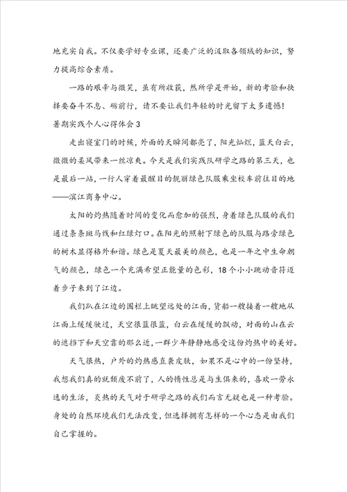 暑期实践个人心得体会1