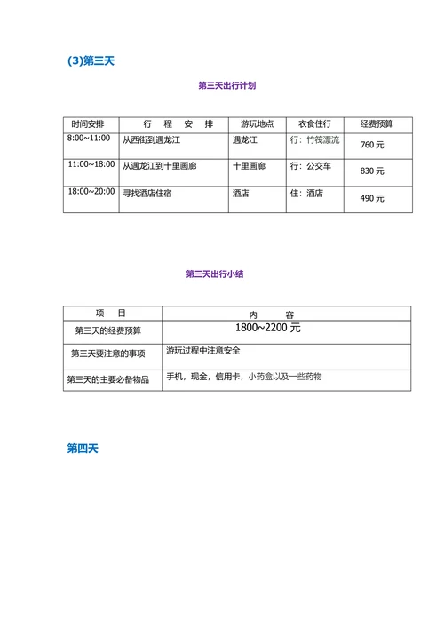 旅游计划表旅游购物生活休闲旅游计划表