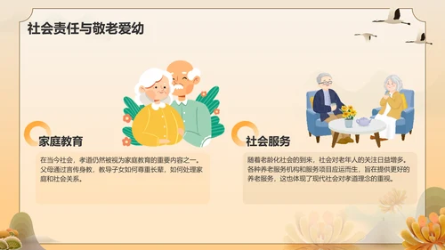 橙色手绘风重阳节 孝亲敬老 从我做起PPT模板
