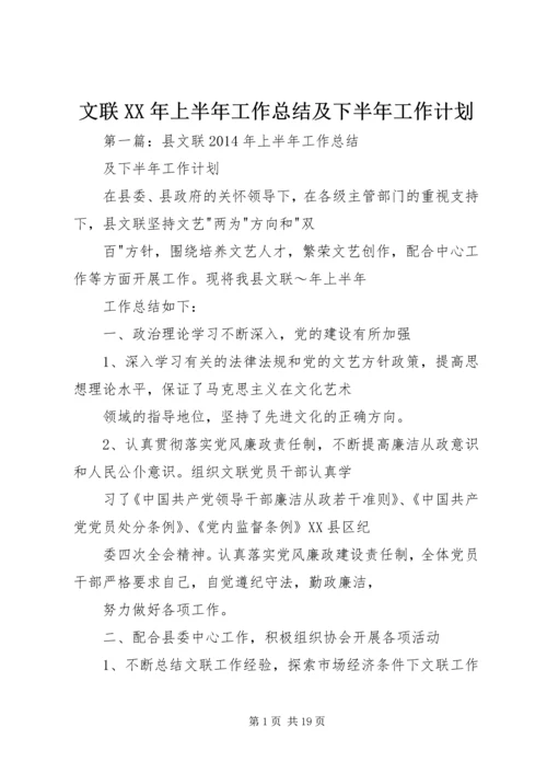 文联XX年上半年工作总结及下半年工作计划.docx