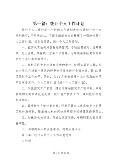 第一篇：统计个人工作计划.docx