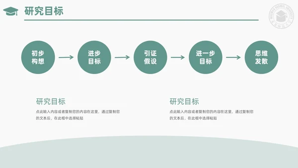 绿色小清新简约校徽学士帽大学论文答辩PPT模板