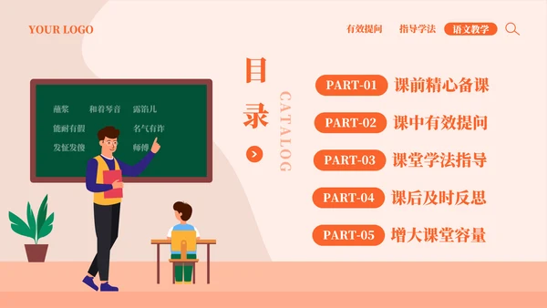 小学语文课教学效率提高教师PPT模板