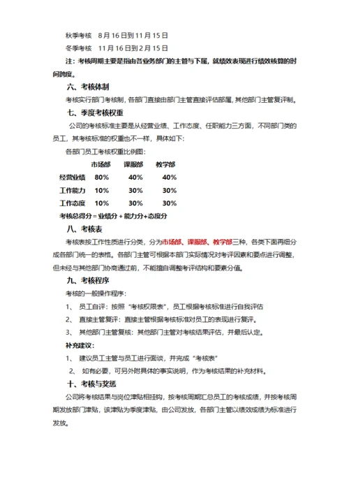 教育机构员工绩效考核方案