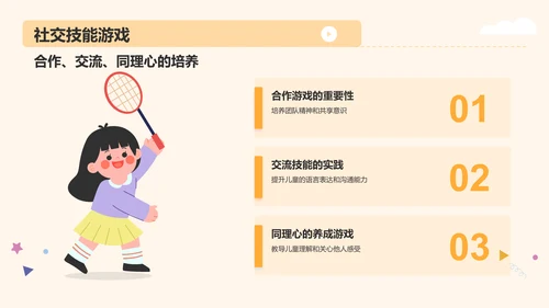 黄色卡通风学前教育游戏PPT模板