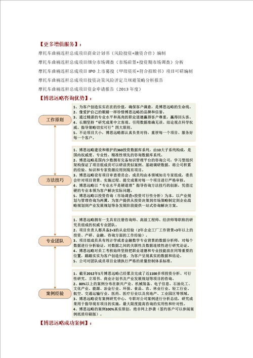 摩托车曲柄连杆总成项目可行性研究报告方案可用于发改委立项及银行贷款2013详细案例范文