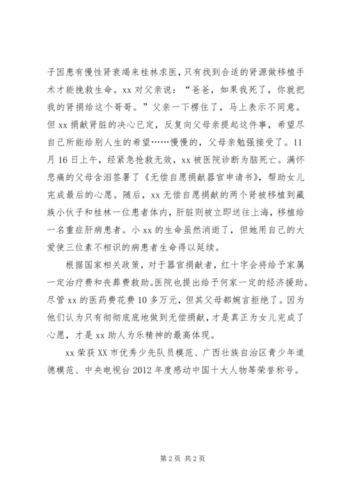 全国助人为乐模范候选人事迹。.docx