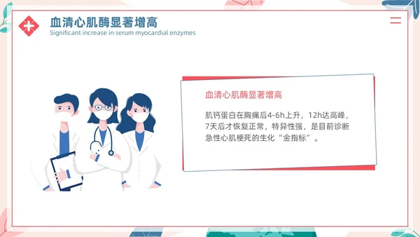 简约插画风急性心肌梗死病人的护理医疗健康护士培训PPT