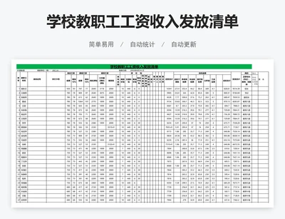 学校教职工工资收入发放清单