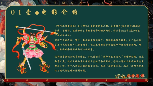 哪吒之魔童闹海电影介绍通用PPT模版