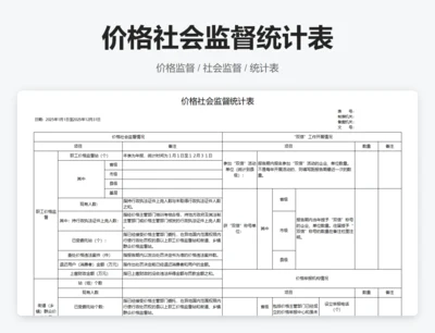 价格社会监督统计表