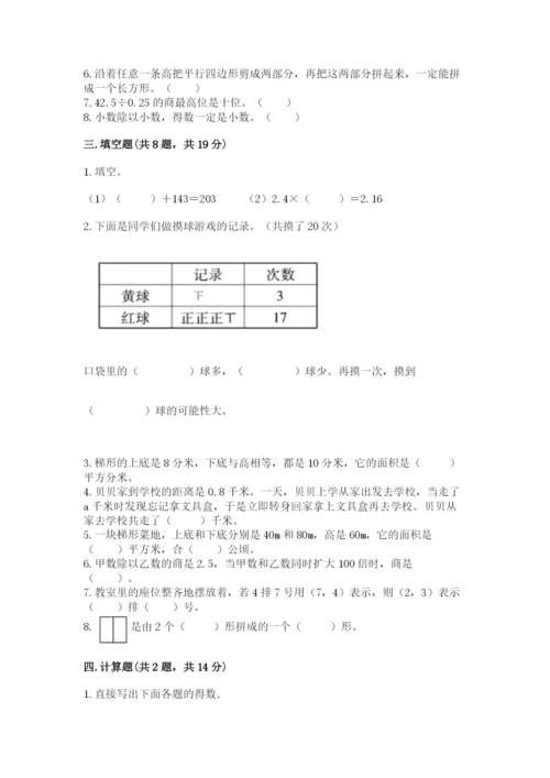 小学五年级上册数学期末考试试卷（夺冠）word版.docx