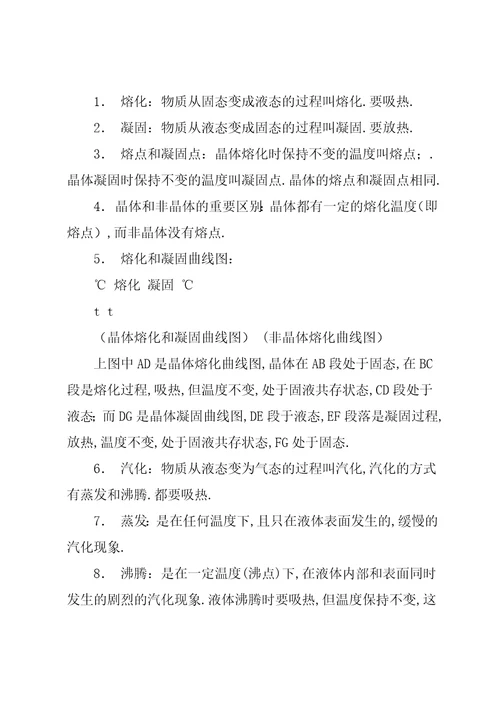 初中物理热学知识点总结 公式