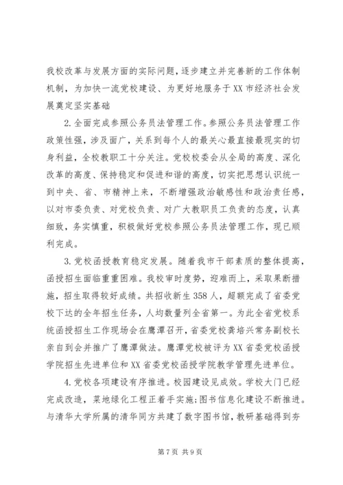 市委党校工作简要汇报.docx