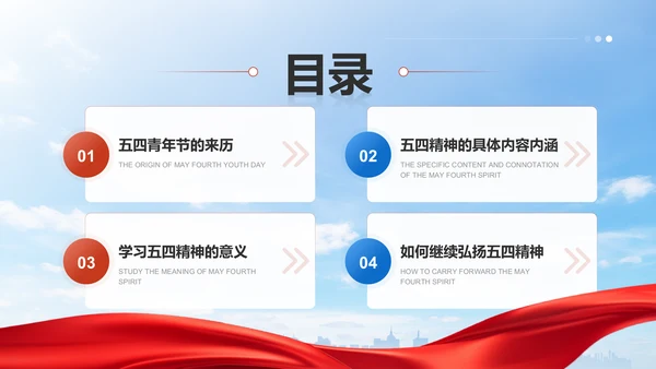 红色党政风五四精神主题教育PPT模板