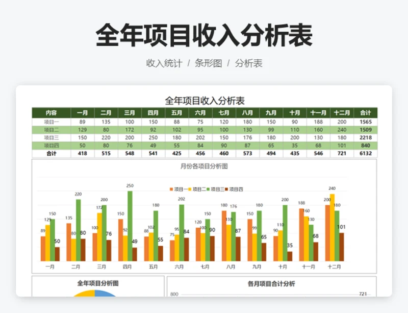 全年项目收入分析表