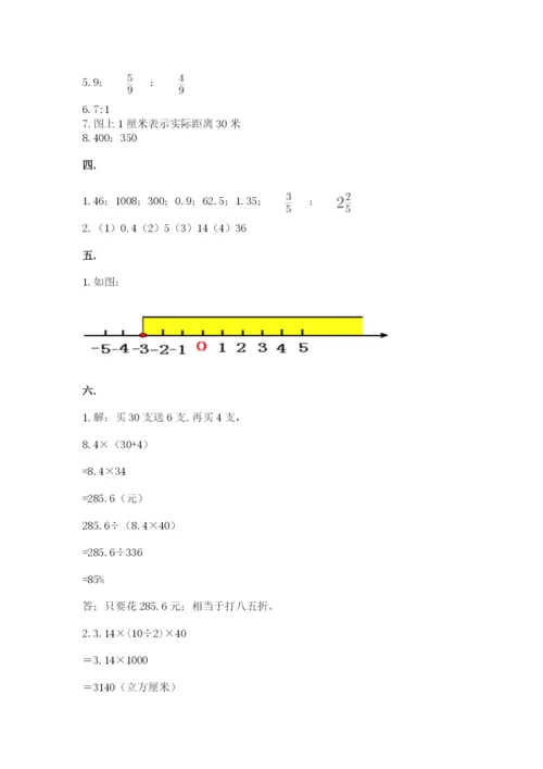 小学六年级下册数学摸底考试题附答案（巩固）.docx