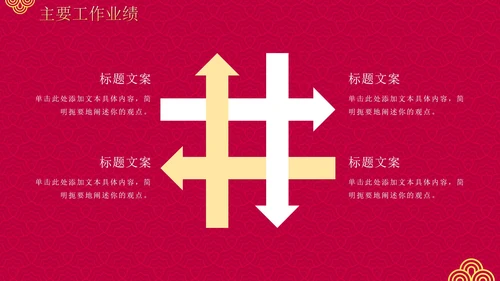 红色渐变中国风开门红年终工作总结PPT模板