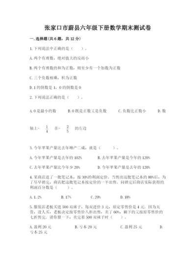 张家口市蔚县六年级下册数学期末测试卷1套.docx