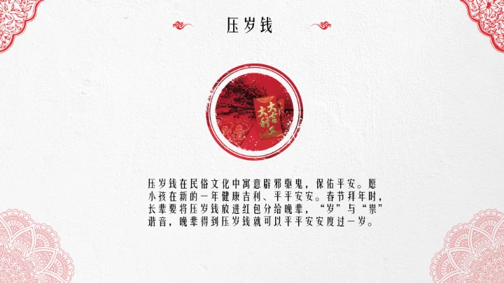 淡雅中国风春节文化习俗介绍PPT模板