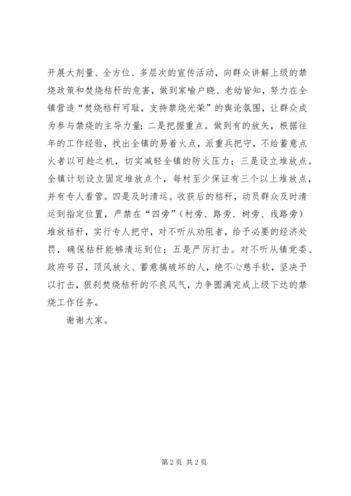 乡镇禁烧工作表态讲话.docx